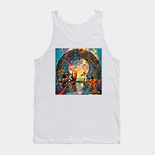 Asian night silhouettes in moon light Tank Top